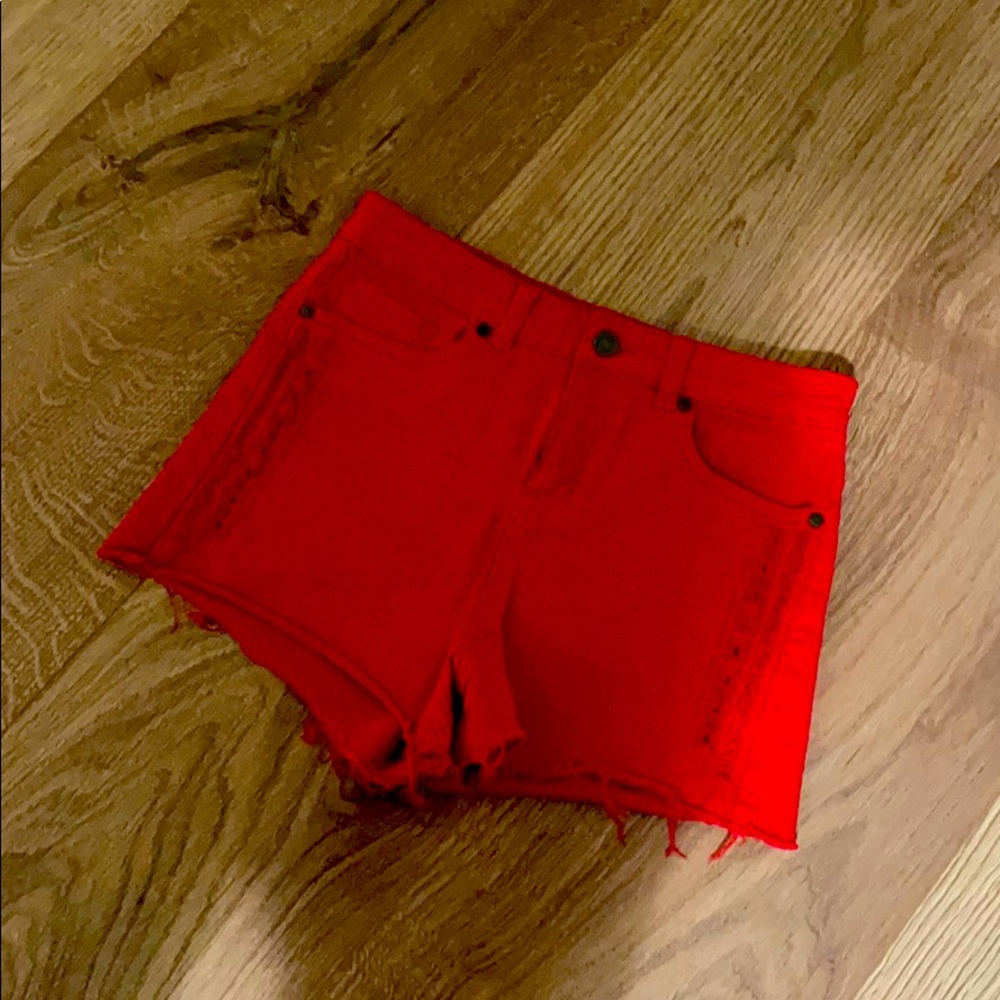 Buffalo red denim shorts